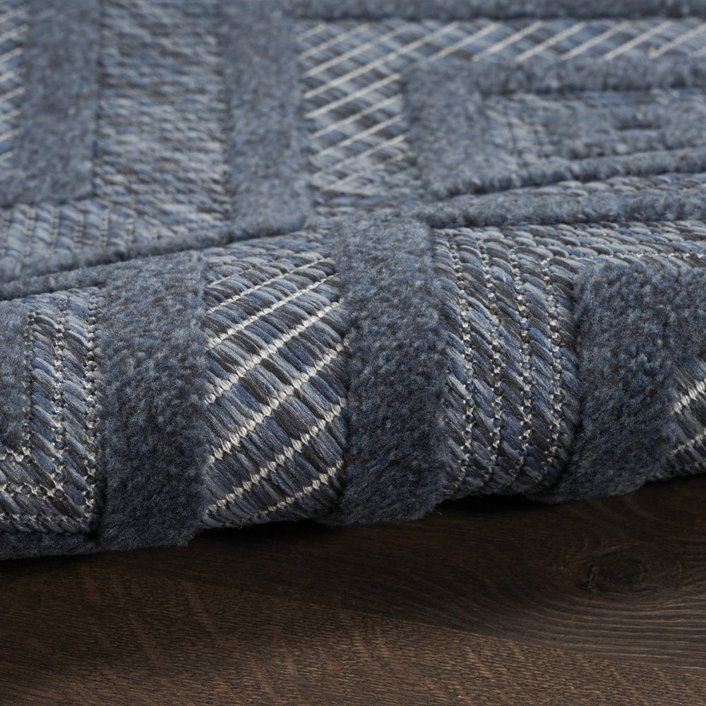 5' X 7' Blue Indoor Outdoor Area Rug