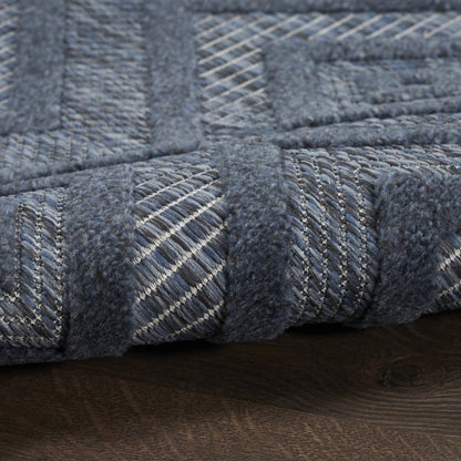 5' X 7' Blue Indoor Outdoor Area Rug