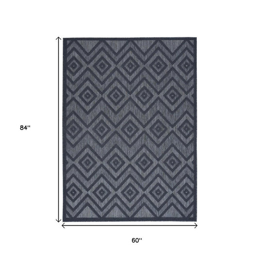5' X 7' Blue Indoor Outdoor Area Rug