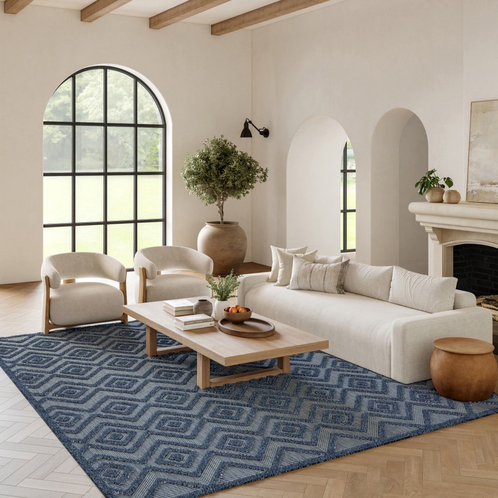 6' X 9' Blue Indoor Outdoor Area Rug