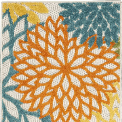 6' Blue And Yellow Indoor Outdoor Runner Rug