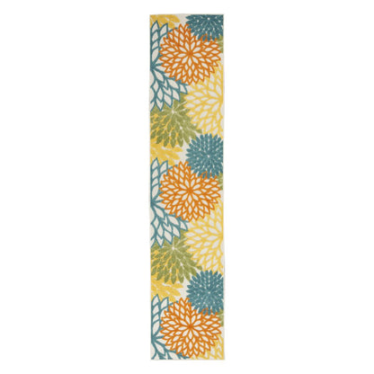 12' Turquoise Indoor Outdoor Runner Rug