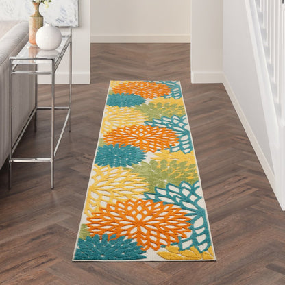 12' Turquoise Indoor Outdoor Runner Rug