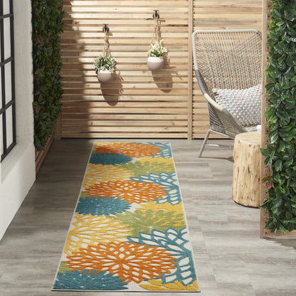 12' Turquoise Indoor Outdoor Runner Rug