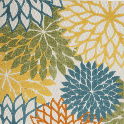4' X 6' Blue And Yellow Indoor Outdoor Area Rug