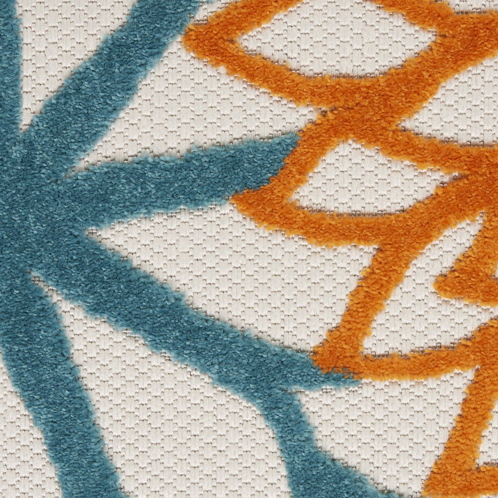 4' Blue And Yellow Round Indoor Outdoor Area Rug