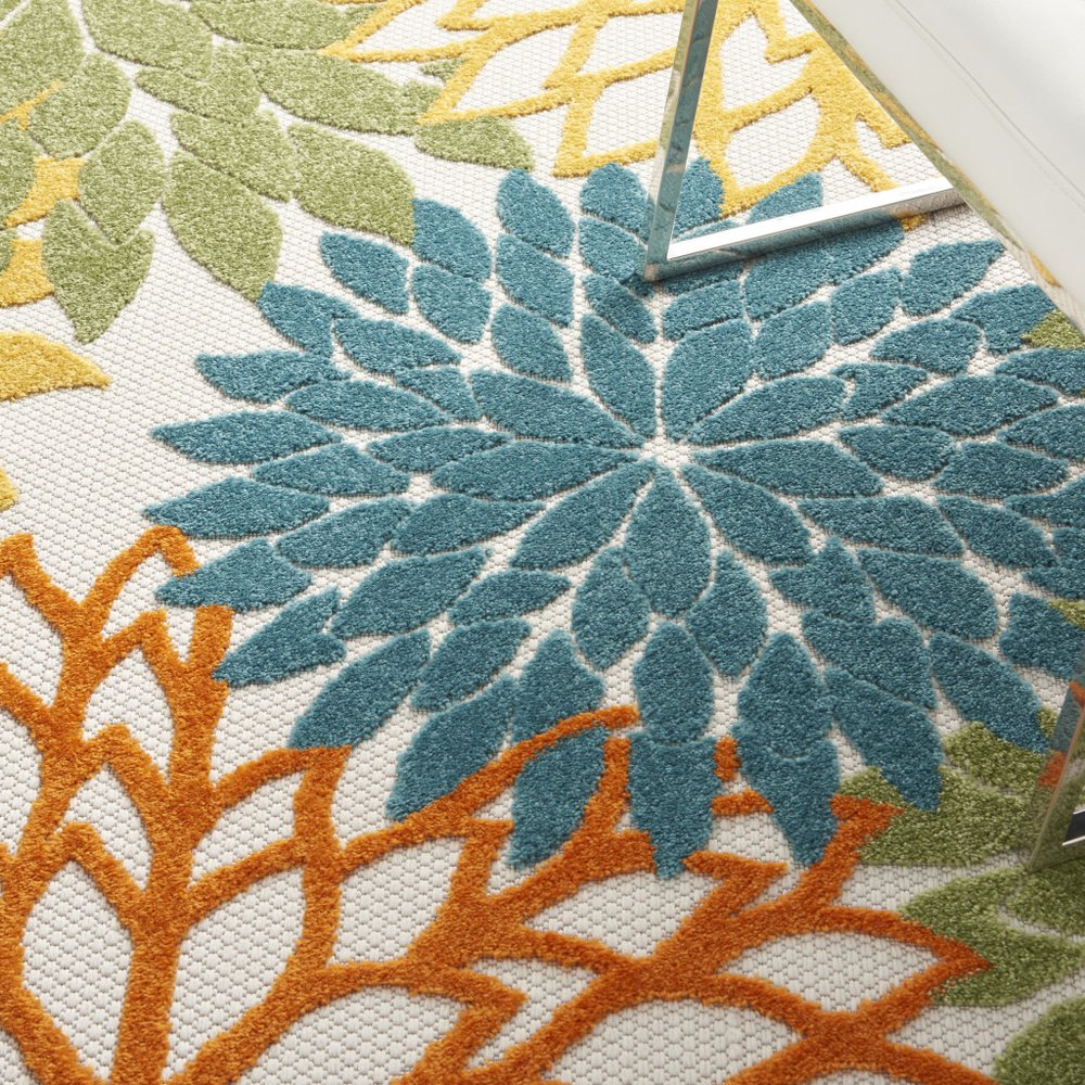 6' X 9' Blue And Yellow Indoor Outdoor Area Rug