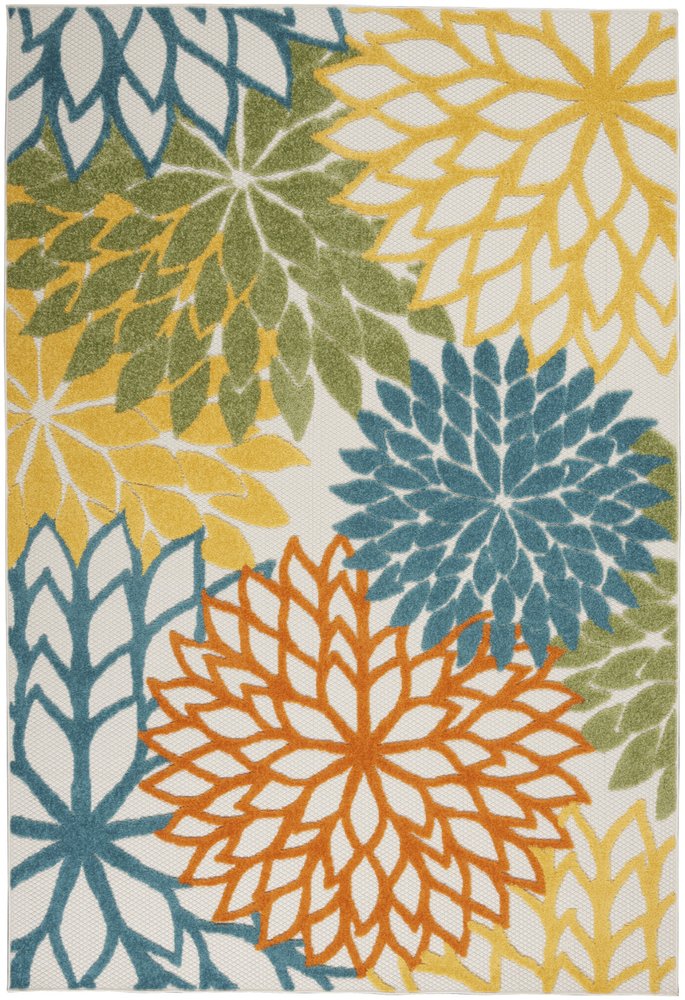 6' X 9' Blue And Yellow Indoor Outdoor Area Rug
