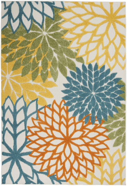 6' X 9' Blue And Yellow Indoor Outdoor Area Rug