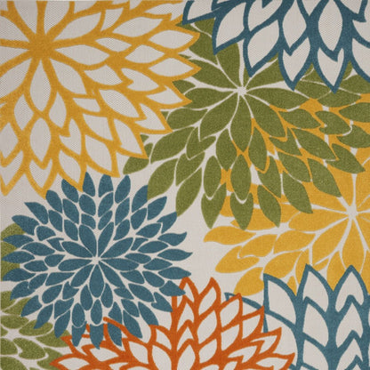 7' X 10' Blue And Yellow Indoor Outdoor Area Rug