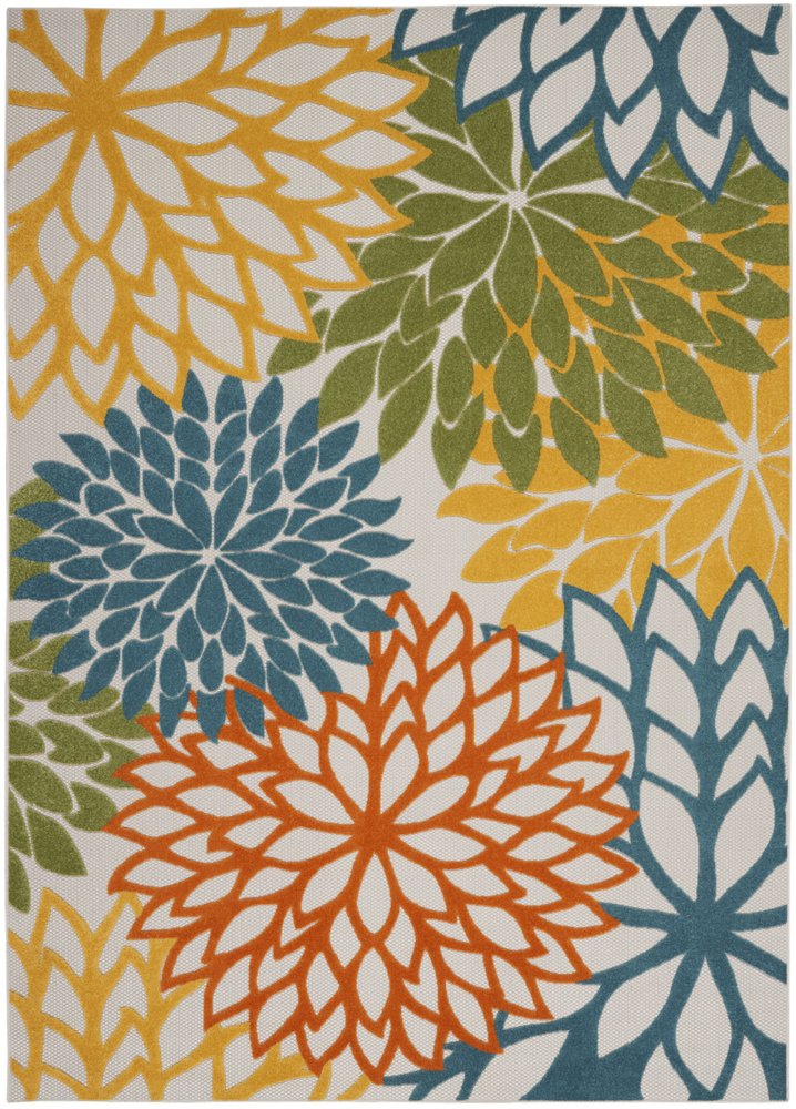 7' X 10' Blue And Yellow Indoor Outdoor Area Rug