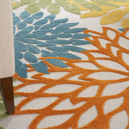 10' X 13' Blue And Yellow Indoor Outdoor Area Rug