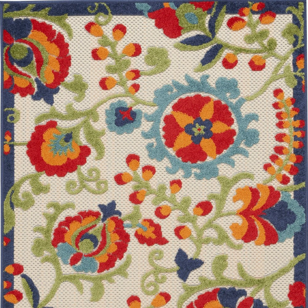 3' X 5' Red And Ivory Indoor Outdoor Area Rug