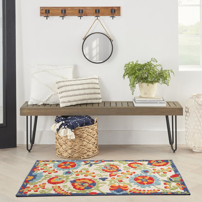 3' X 5' Red And Ivory Indoor Outdoor Area Rug