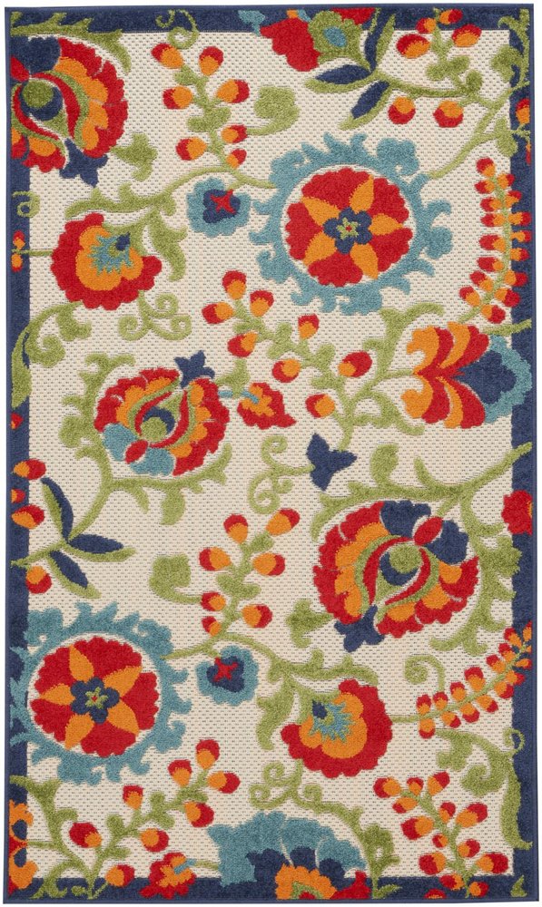 3' X 5' Red And Ivory Indoor Outdoor Area Rug