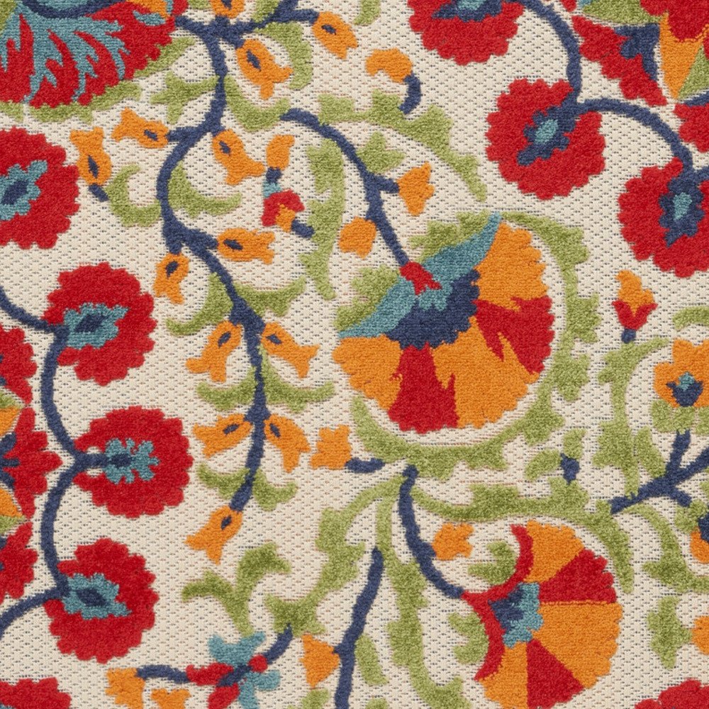 3' X 5' Red And Ivory Indoor Outdoor Area Rug