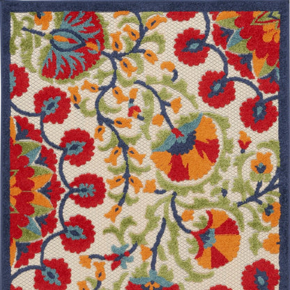 3' X 5' Red And Ivory Indoor Outdoor Area Rug