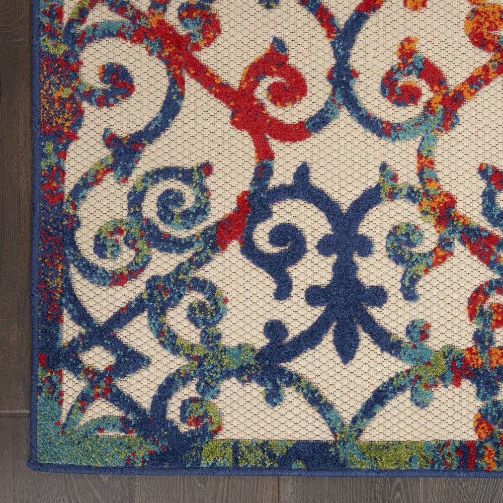 3' X 5' Blue And Orange Indoor Outdoor Area Rug