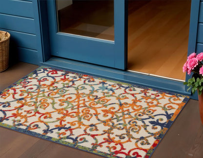 3' X 5' Blue And Orange Indoor Outdoor Area Rug