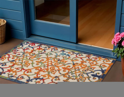3' X 5' Blue And Orange Indoor Outdoor Area Rug