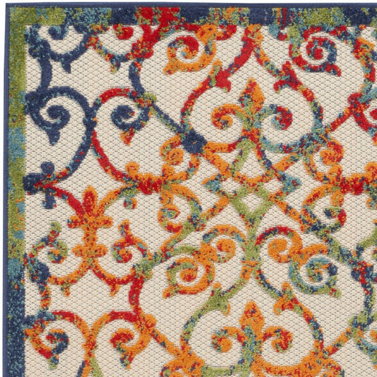3' X 5' Blue And Orange Indoor Outdoor Area Rug