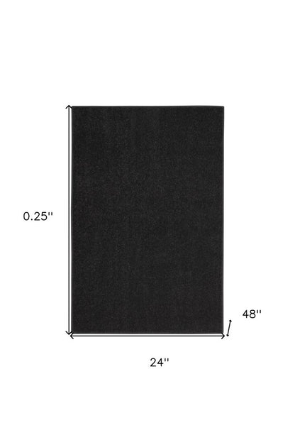 4' Runner Black Indoor Outdoor Runner Rug