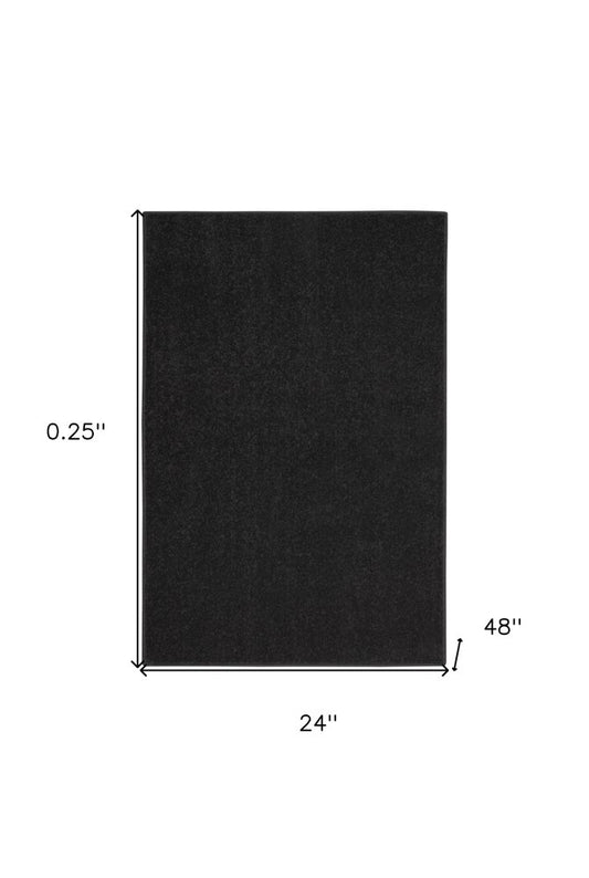 4' Runner Black Indoor Outdoor Runner Rug