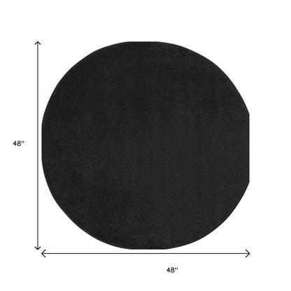 4' Black Round Indoor Outdoor Area Rug