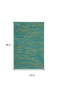 4' Runner Blue And Green Indoor Outdoor Runner Rug