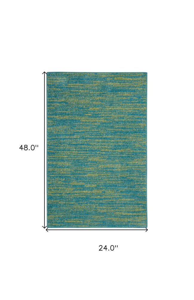 4' Runner Blue And Green Indoor Outdoor Runner Rug