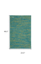 4' Runner Blue And Green Indoor Outdoor Runner Rug