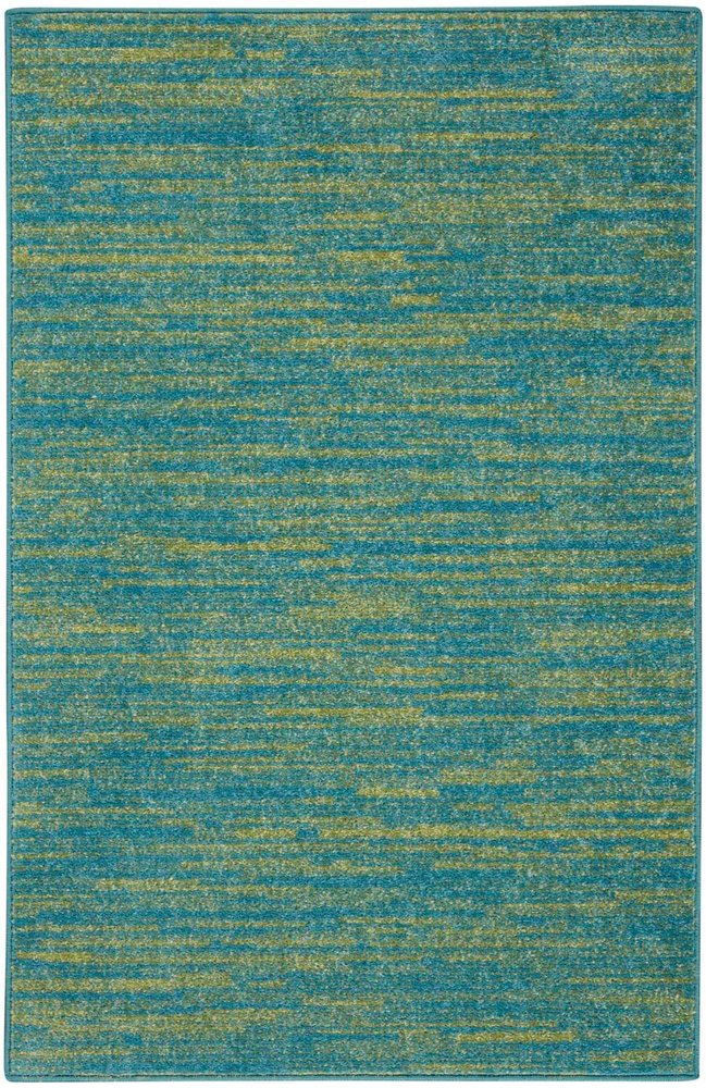 4' Runner Blue And Green Indoor Outdoor Runner Rug