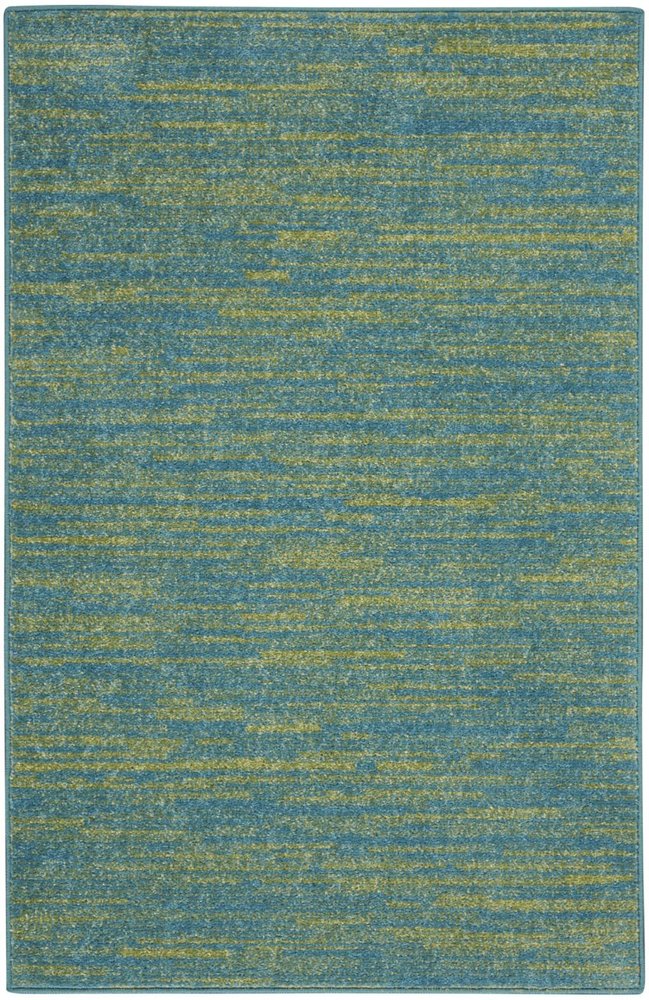 4' Runner Blue And Green Indoor Outdoor Runner Rug