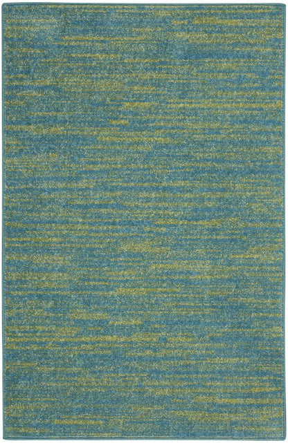 4' Runner Blue And Green Indoor Outdoor Runner Rug