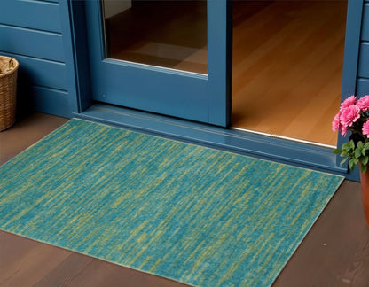 3' X 5' Blue And Green Indoor Outdoor Area Rug