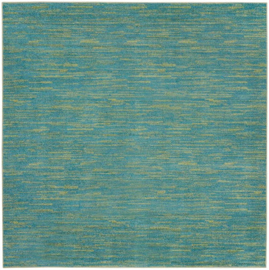 5' X 5' Blue And Green Square Indoor Outdoor Area Rug