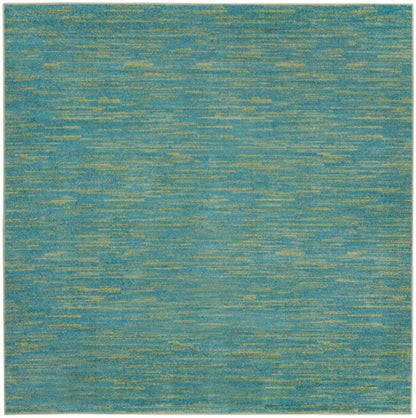 5' X 5' Blue And Green Square Indoor Outdoor Area Rug