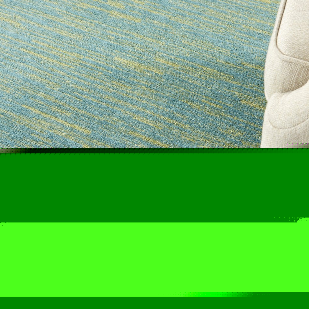 5' X 5' Blue And Green Square Indoor Outdoor Area Rug