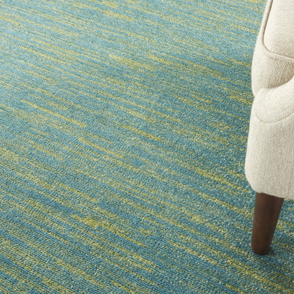 5' X 5' Blue And Green Square Indoor Outdoor Area Rug