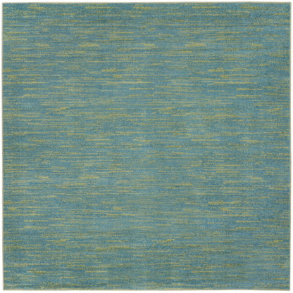5' X 5' Blue And Green Square Indoor Outdoor Area Rug