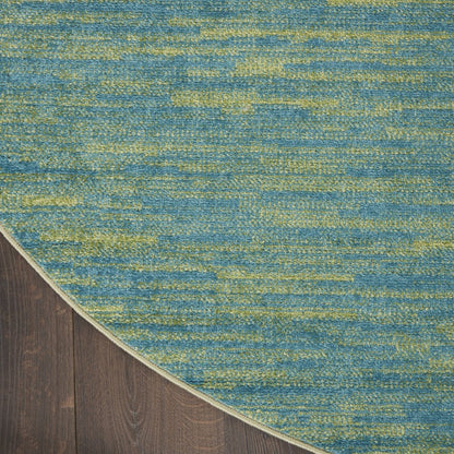 6' X 6' Blue And Green Round Indoor Outdoor Area Rug