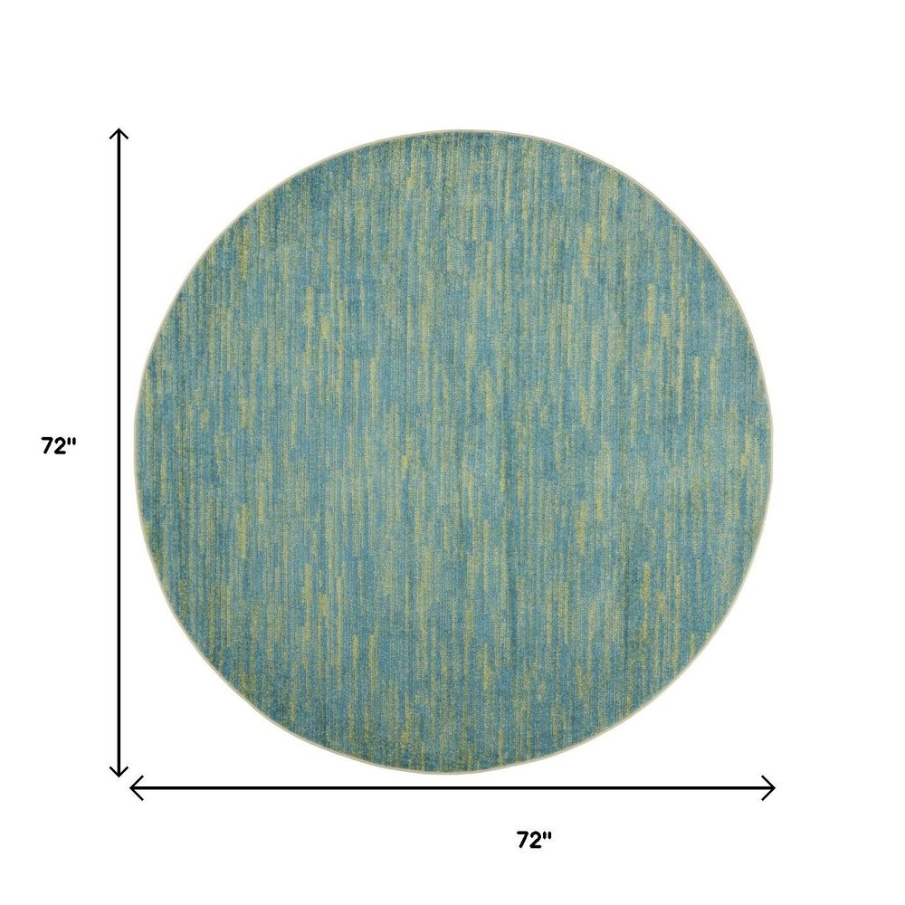 6' X 6' Blue And Green Round Indoor Outdoor Area Rug