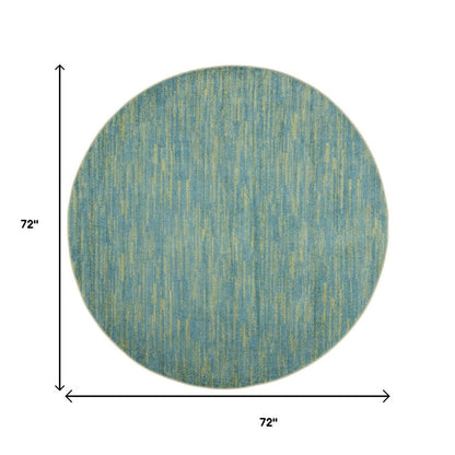 6' X 6' Blue And Green Round Indoor Outdoor Area Rug