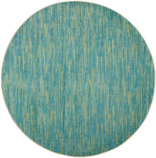 6' X 6' Blue And Green Round Indoor Outdoor Area Rug