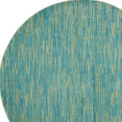 6' X 6' Blue And Green Round Indoor Outdoor Area Rug