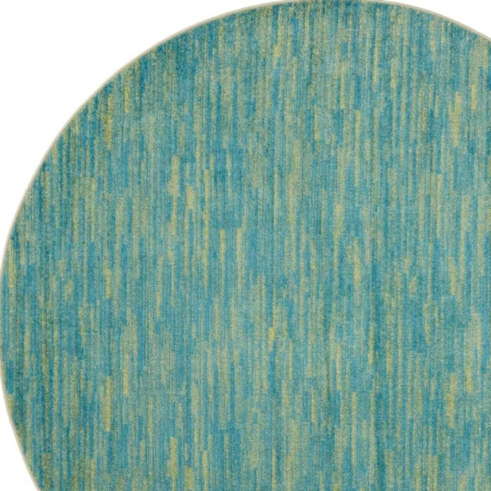 6' X 6' Blue And Green Round Indoor Outdoor Area Rug