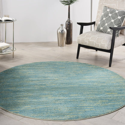 6' X 6' Blue And Green Round Indoor Outdoor Area Rug