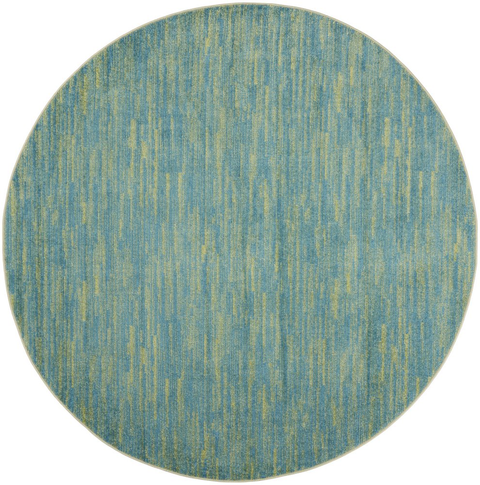 6' X 6' Blue And Green Round Indoor Outdoor Area Rug