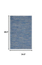 4' Runner Blue And Gray Indoor Outdoor Runner Rug