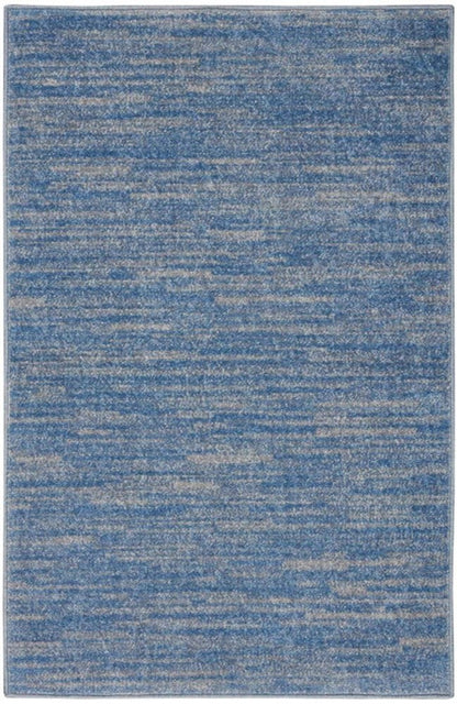 4' Runner Blue And Gray Indoor Outdoor Runner Rug